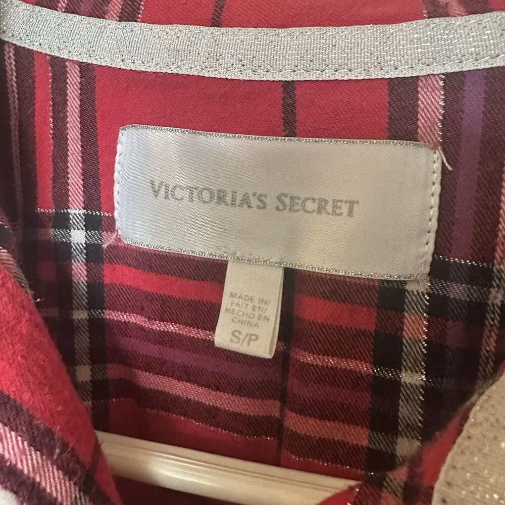 Victoria’s Secret Women’s Red‎ Plaid Button Down Nightgown Nightshirt Small